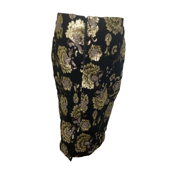 GARNET HILL Size 6 Black & Gold Sequin Floral Ponte Pencil Skirt $178 Retail - Picture 3 of 5